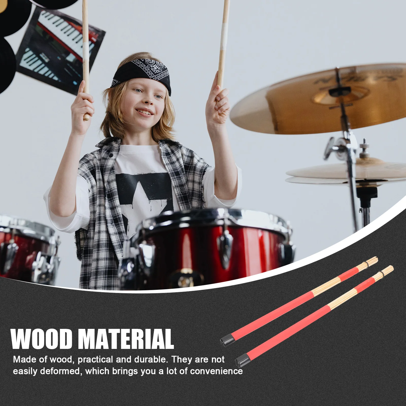 

Drum Sticks Smooth Surface Comfortable H Professional Percussion Instrument Music Drumsticks Durable Practical Child Use Wooden
