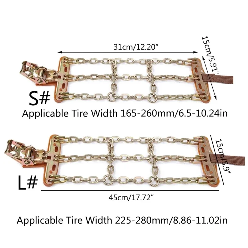 Adjustable Emergency Anti-Skid Snow Chain Belt Winter Roadway Anti-skid Chains Tyre Belt Clip-on Chain