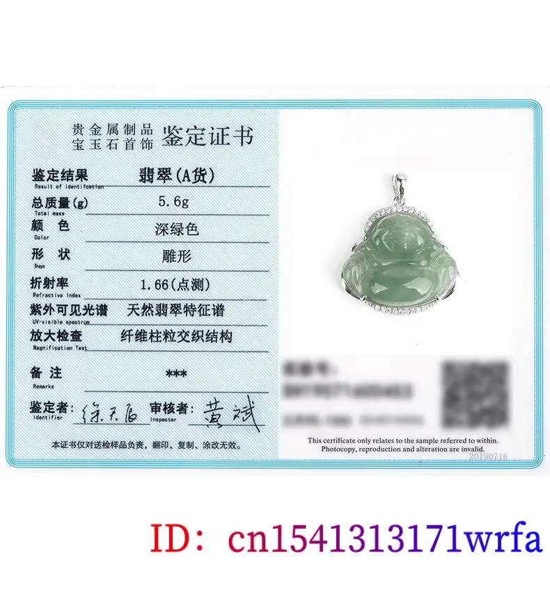 Imagem -06 - Burmese Jade Buddha Colar de Pingente Amuletos Naturais Amuleto Jadeite Verde Certificado Esmeralda 925 Encantos de Prata Acessórios