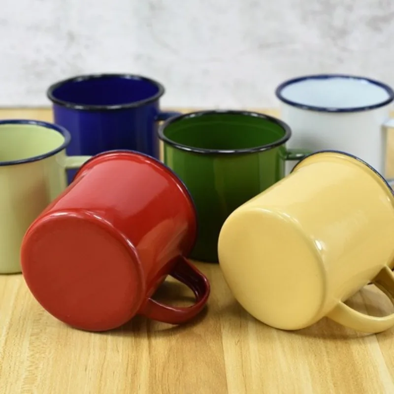 1pcs Enamel Coffee Mugs 350ML Creative Cup Travel Tea Milk Enamelware Home Kitchen Drinkware Christmas Party Gifts