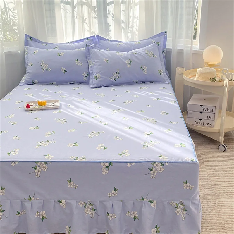 100% cottor Bed Skirt,Pillow case No filler,Skin friendly and breathable Bedspread Fabric Mattress Cover For Bedroom Bedding