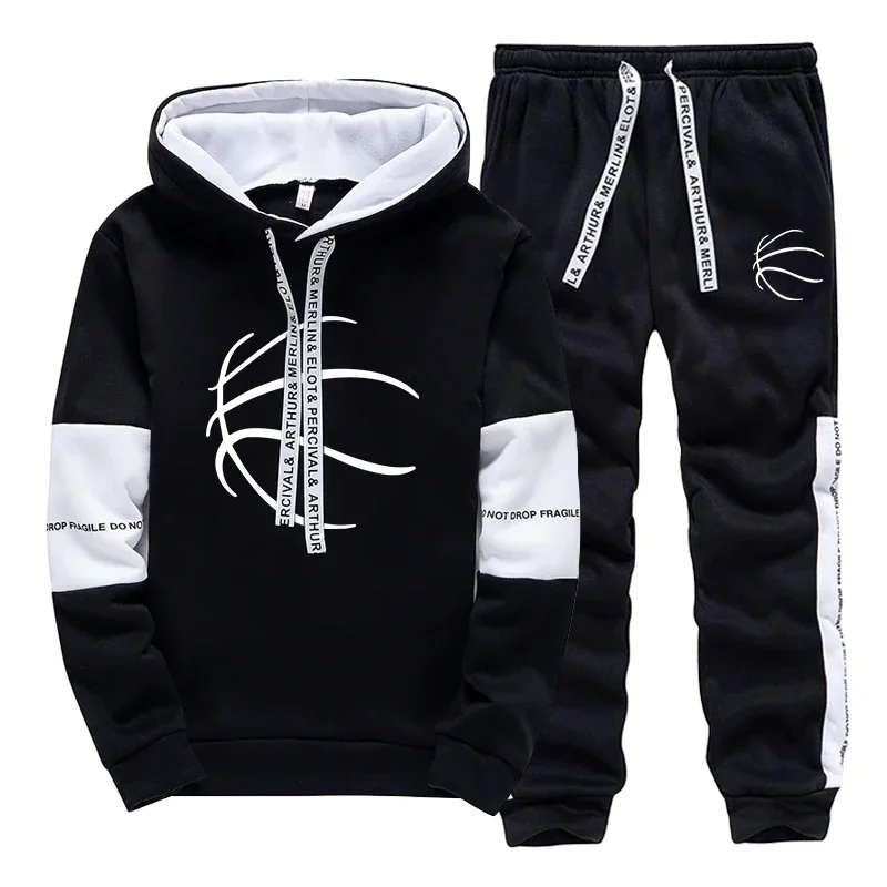

American Popular Streetwear Hooded Sweatshirts Jogger Pants High Quality Mens Autumn Casual Sportswear Male Basketball Hoodies