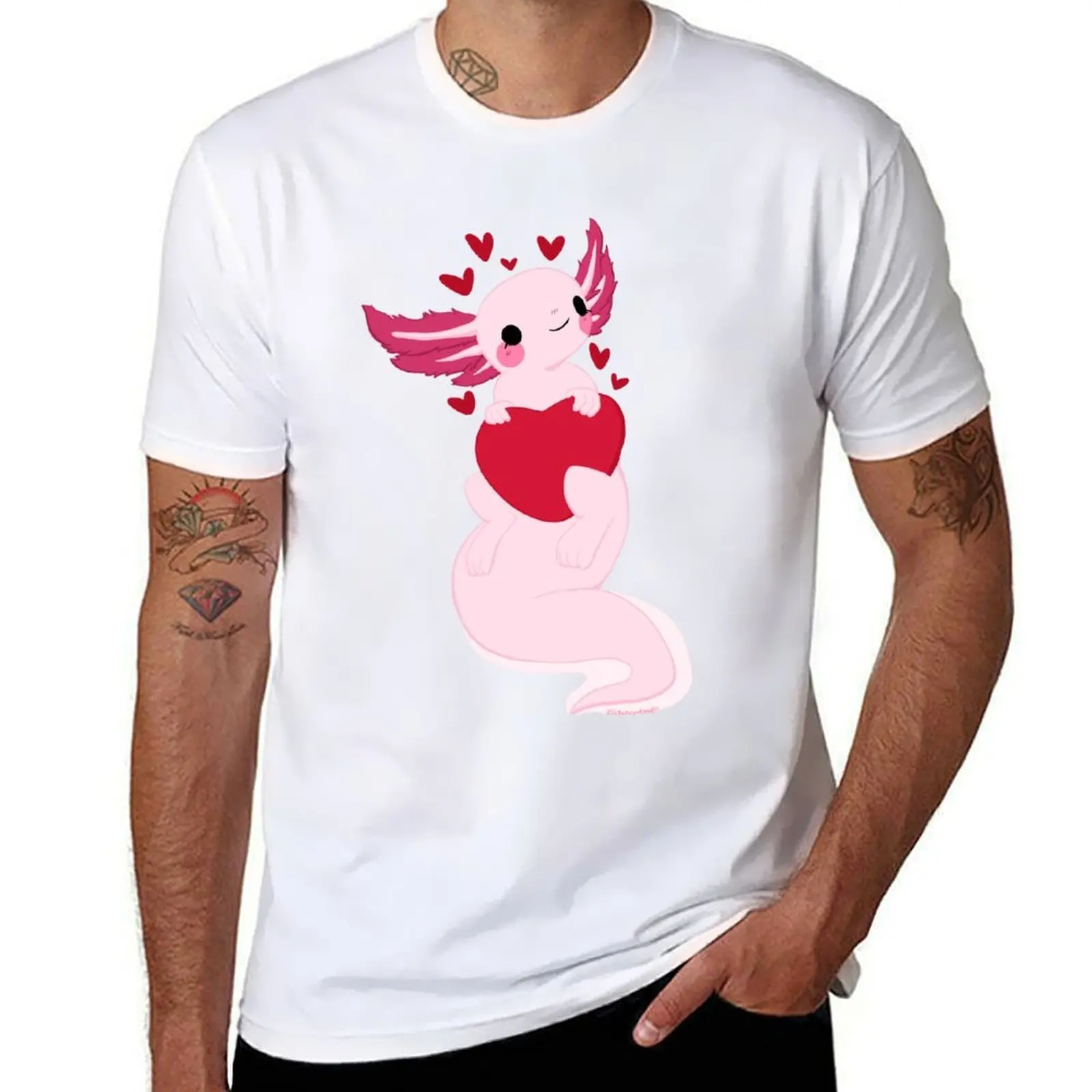 

Axolotl heart T-Shirt man t shirt summer man t shirts for men T-Shirt