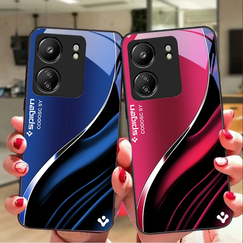 

Deep Blue Fashion For Xiaomi Redmi 13C Note13 12 Pro Plus 5G Note 9 13T Pro POCO X6 F5 F6 Black tempered glass phone case