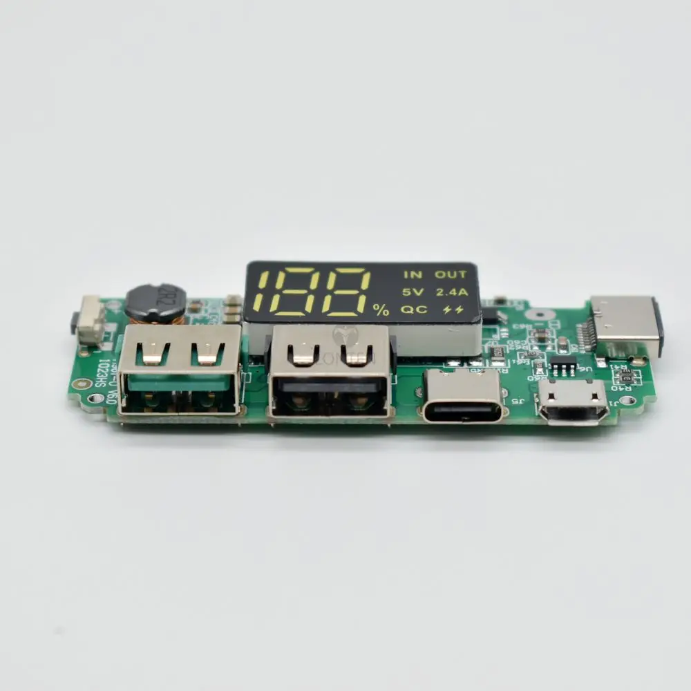 USB 2.4A Mobile Power Bank Charging Module Lithium Battery LED Dual USB 5V 2.4A Micro/Type-C USB Charger Board LT00033