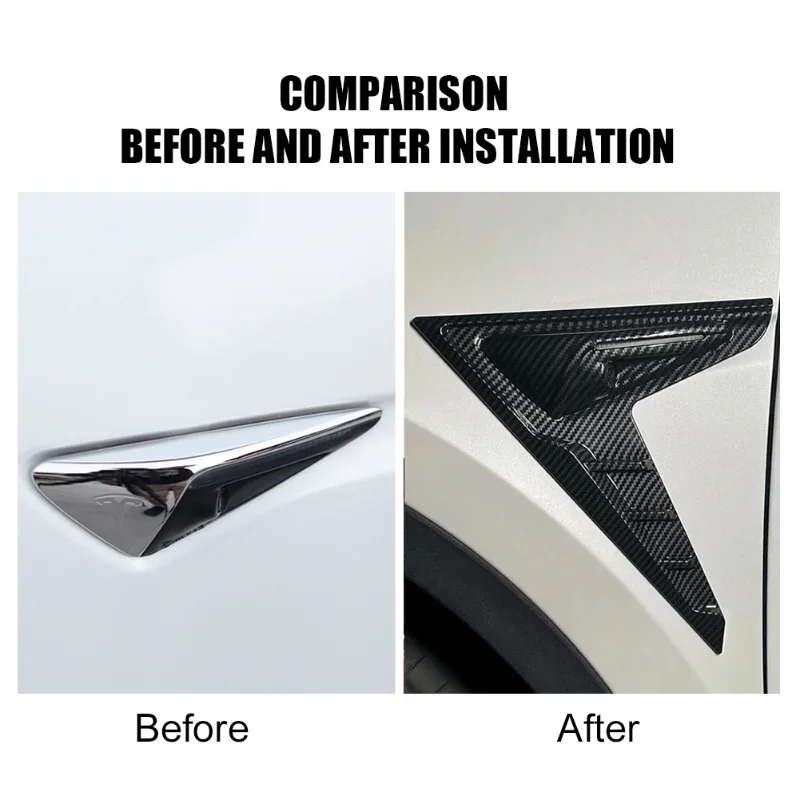 Car Side Camera Cover for Tesla Model 3 Y Thunder Fender Flanks Wing Blade Panel Spoiler Covers Protective Shell Modification