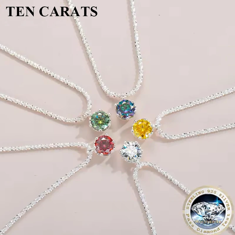 

TEN CARATS S925 стерлингового серебра VVS1 муассанит классическое женское ожерелье подарок на день рождения GRA сертифицированные ювелирные изделия
