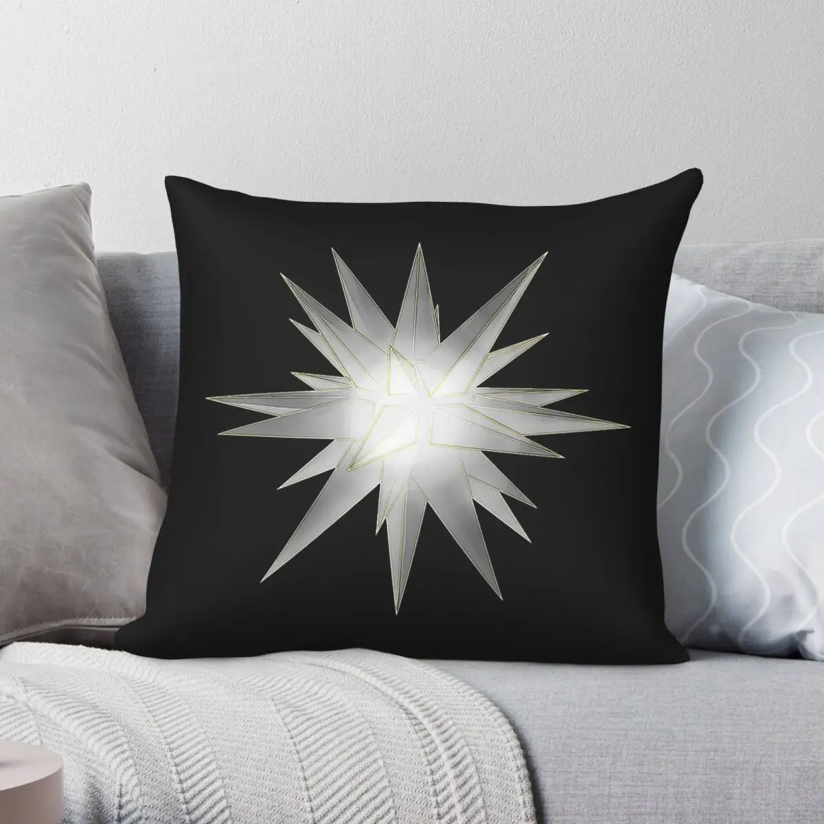 Moravian Star In The Dark Square Pillowcase Polyester Linen Velvet Pattern Decorative Throw Pillow Case Cushion Cover Wholesale