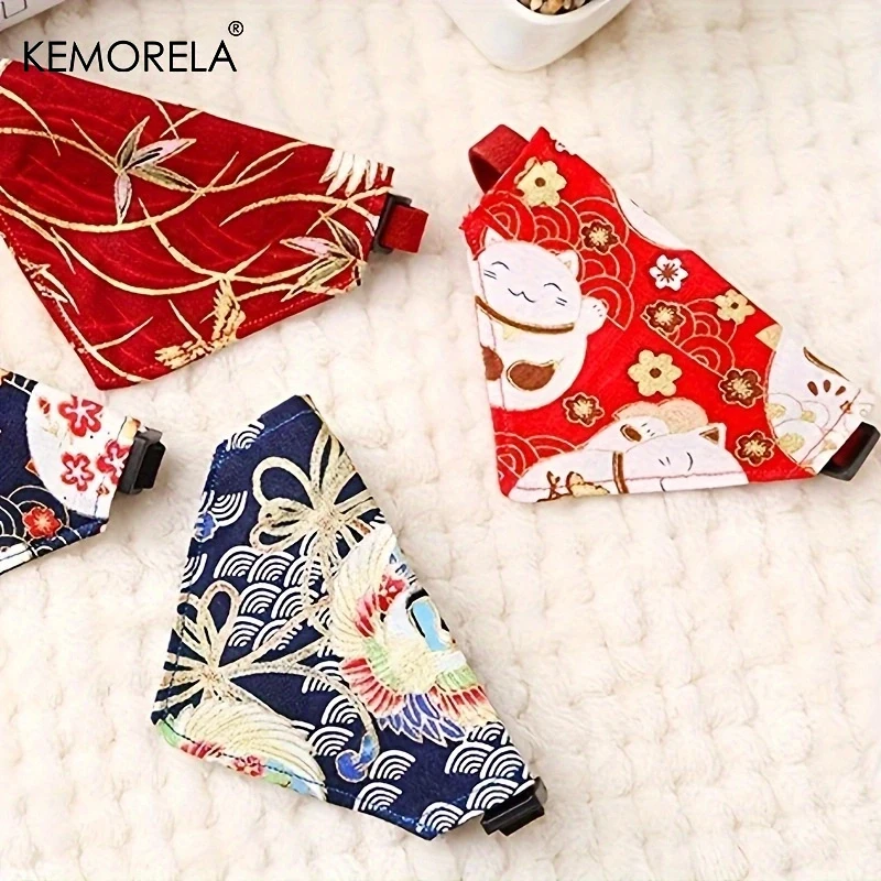 Adjustable Cat Bandana Collar Bow Tie Kitten Dog Cat Scarf Triangular Puppy Bandana Cats Necklace Scarf Cat Bibs Cat Accessories