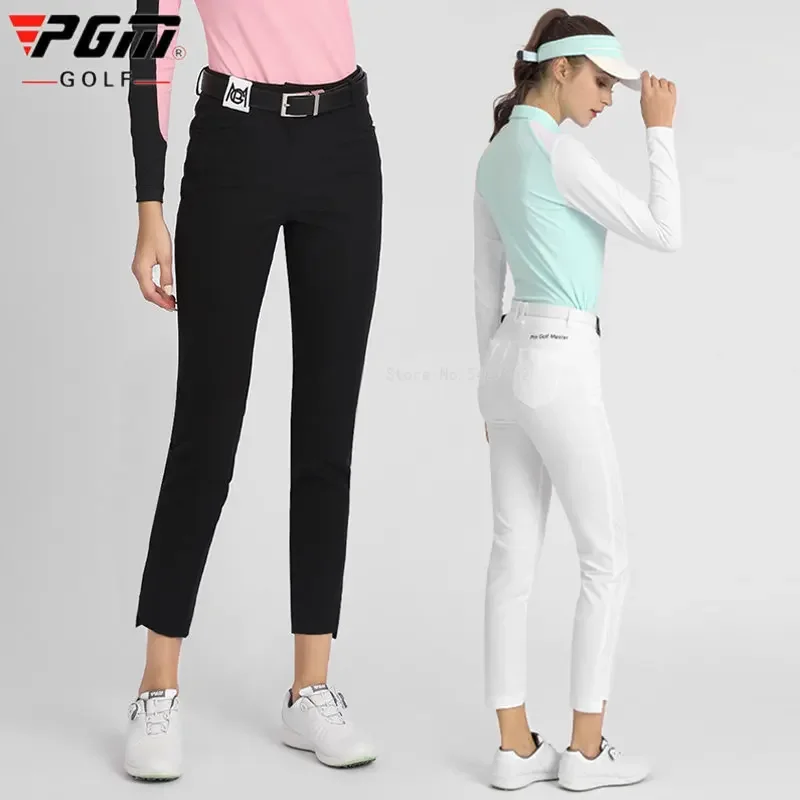 PGM Women's Golf Pants Windproof Warm Sports Pants Autumn Winter Ladies Split Slim Trousers Ankle Length Casual Sweatpants XS-XL