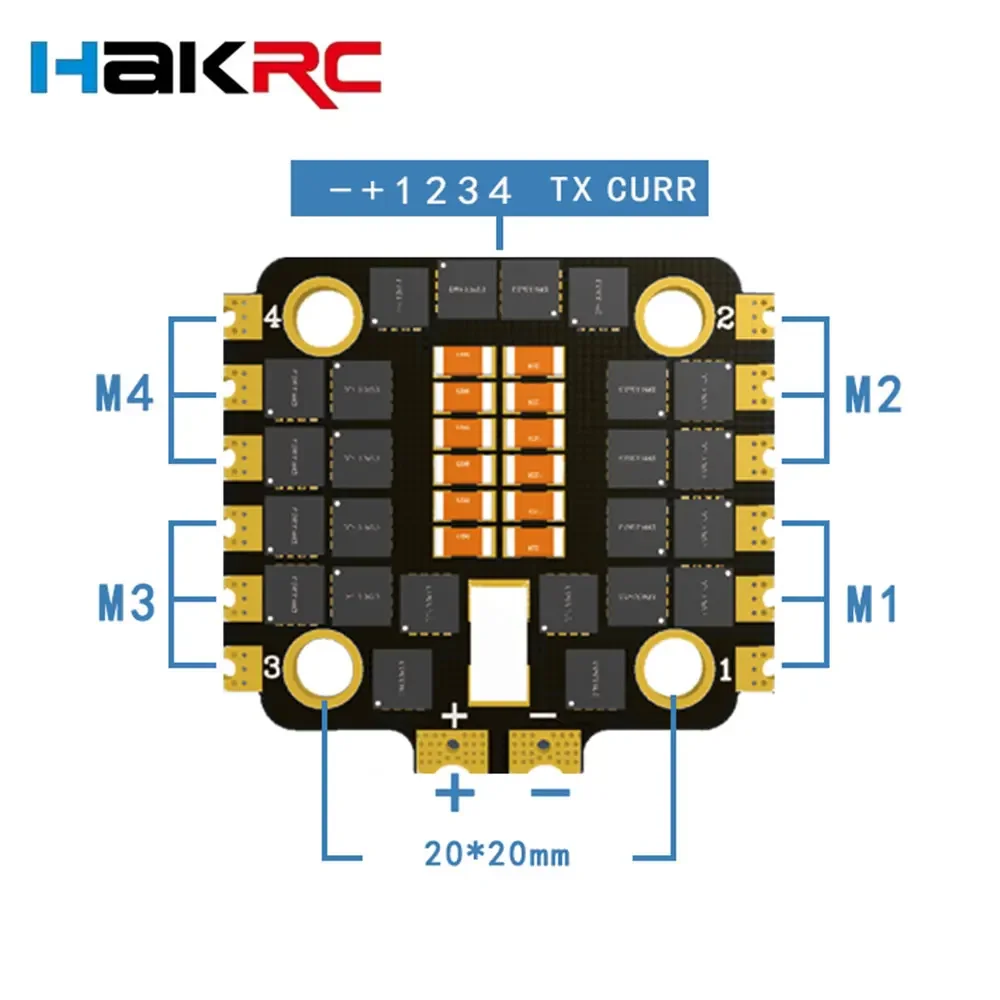 HAKRC 32BIT 40A 60A BLHeli_32 2-6S 4-in-1 ESC DShot FPV Racing Freestyle Drohne Quadcopter Bürstenlose Zubehörteile – Detail 13