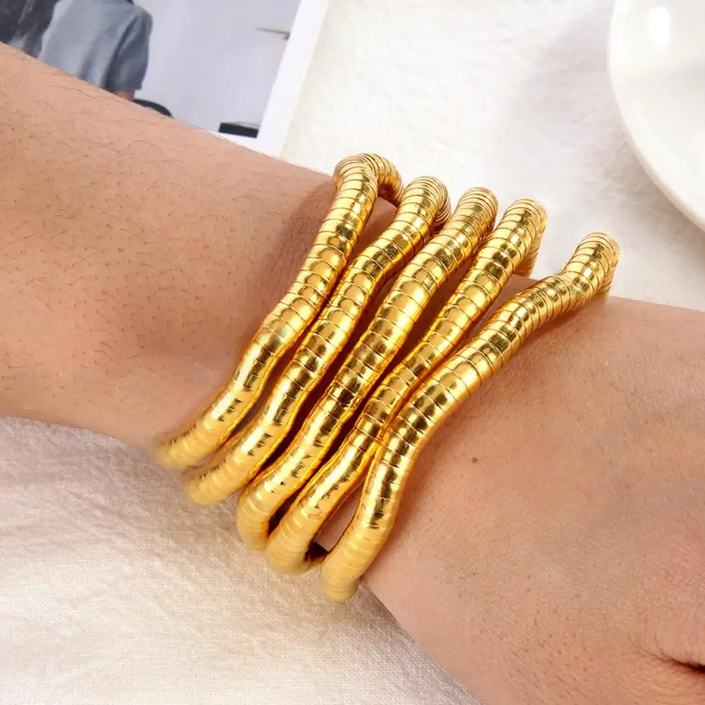 Unisex Individual Snake Chain Bracelet Bendable Snake Necklace Luster Flexible Adjustable Dance Cosplay Performance Jewelry