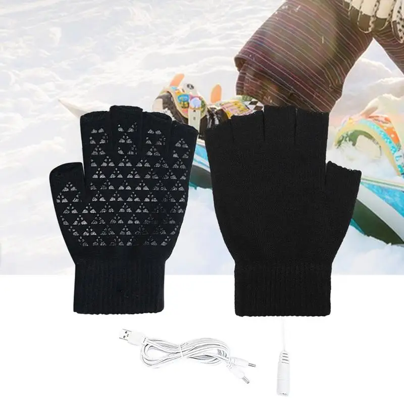 Heating Gloves USB USB Heating Half Finger Women Mittens Heating Mittens Hands Warmer For Outdoor Sports Riding Rock Climbing