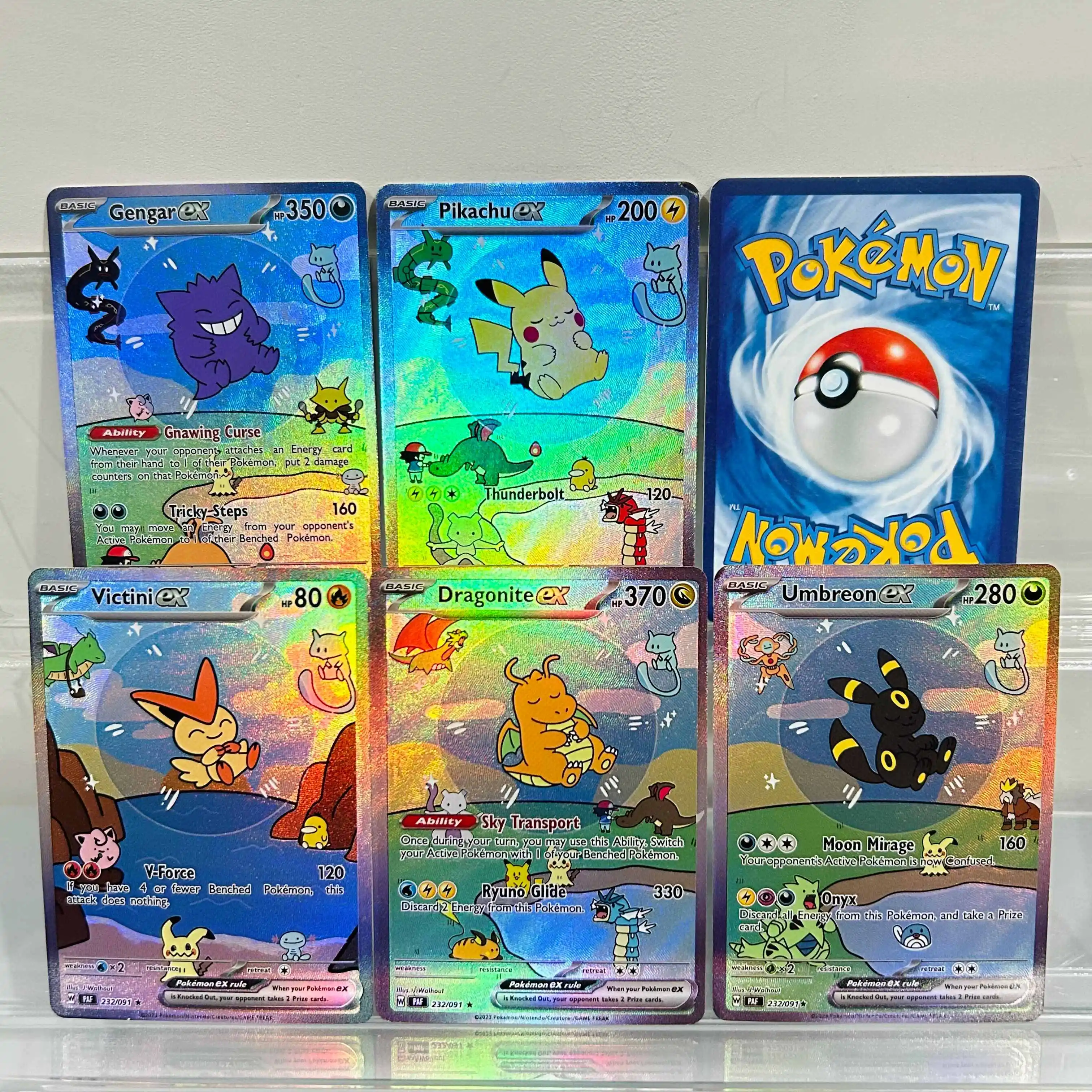 

Pokemon 5pcs BUBBLE Series EX Set (Gengar, Pikachu, Victini, Dragonite, Umbreon) Holographic Foil DIY Anime Collection Card