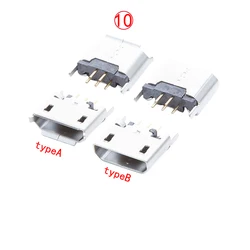 10pcs Micro USB 2.0 Connector B Type 5Pin Female 180Degree Phone Tail Charging Plug Socket USB 2.0 Jack Soldering