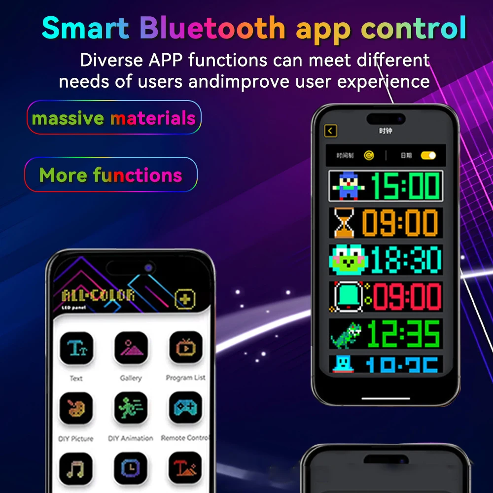 LED Luminous Matrix Pixel Panel 5V USB Bluetooth App Control Customizable Text Doodle Scroll Animation for DIY LED Sign