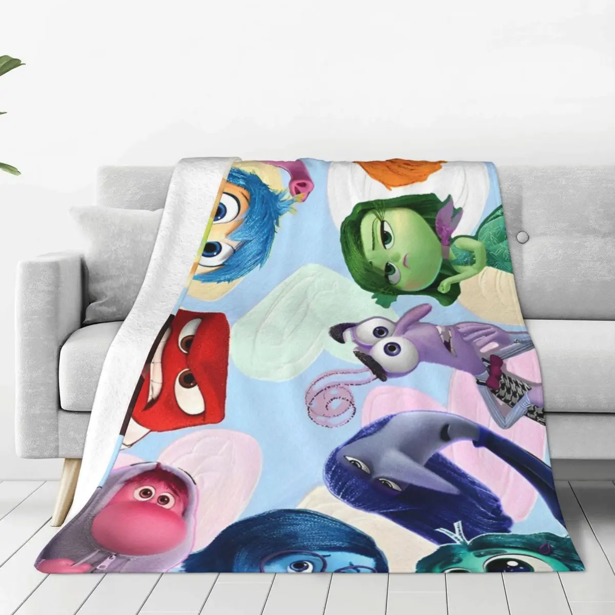 Warm Soft Blanket Travel Inside Out 2 Cartoon Throw Blanket Flannel Bedspread For Outdoor Print Sofa Bed Cover