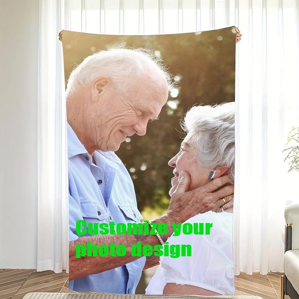 

1pc Custom Blanket With Photo Family Memories Text Personalized Gift, Pictures Customized Wedding Valentine's Day Gift