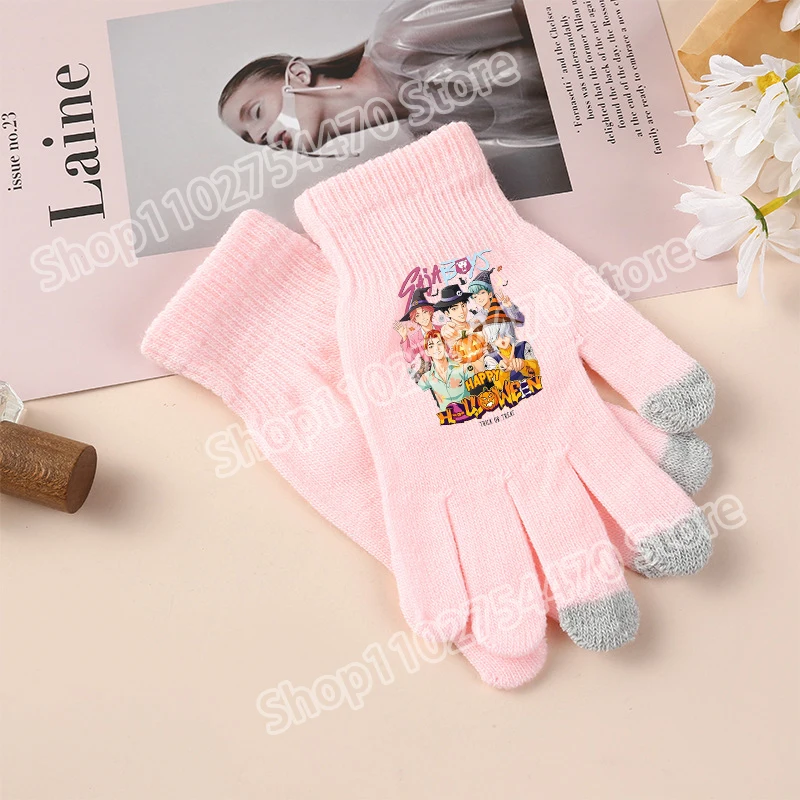 KPop شيطان الصيادين لطيف قفازات الأطفال الكبار شاشة قفاز الفتيات في الهواء الطلق شتاء دافئ اكسسوارات موضة هدايا عيد ميلاد الاطفال
