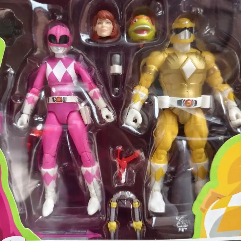 Power Rangers Lightning Collection & Teenage Mutant Ninja Turtles Michelangelo & Pink April 2-Pack 6 Inch Action Figure Toy