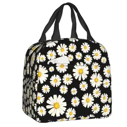 Beautiful Flower Daisy Lunch Bag Chamomile Floral Portable Cooler Thermal Insulated Bento Box For Women Children Food Picnic Bag