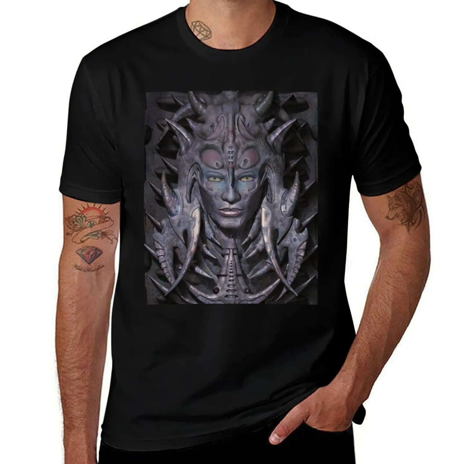 Fantasy Face - Biomechanic 3D Illustration - Original Version T-Shirt anime figures heavyweights tee shirts for men