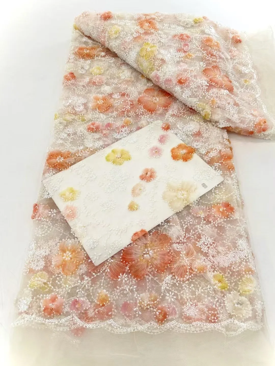 

Африканская сетчатая кружевная ткань с блестками, 5 ярдов, высококачественное нигерийское французское сетчатое тюлевое кружево для шитья роскошных свадебных платьев