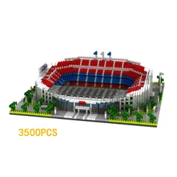 Creative Camp Nou Stadium Micro Diamond Block Spain Barcelona Football Field Model Building Brick Toys Nanobricks Collection