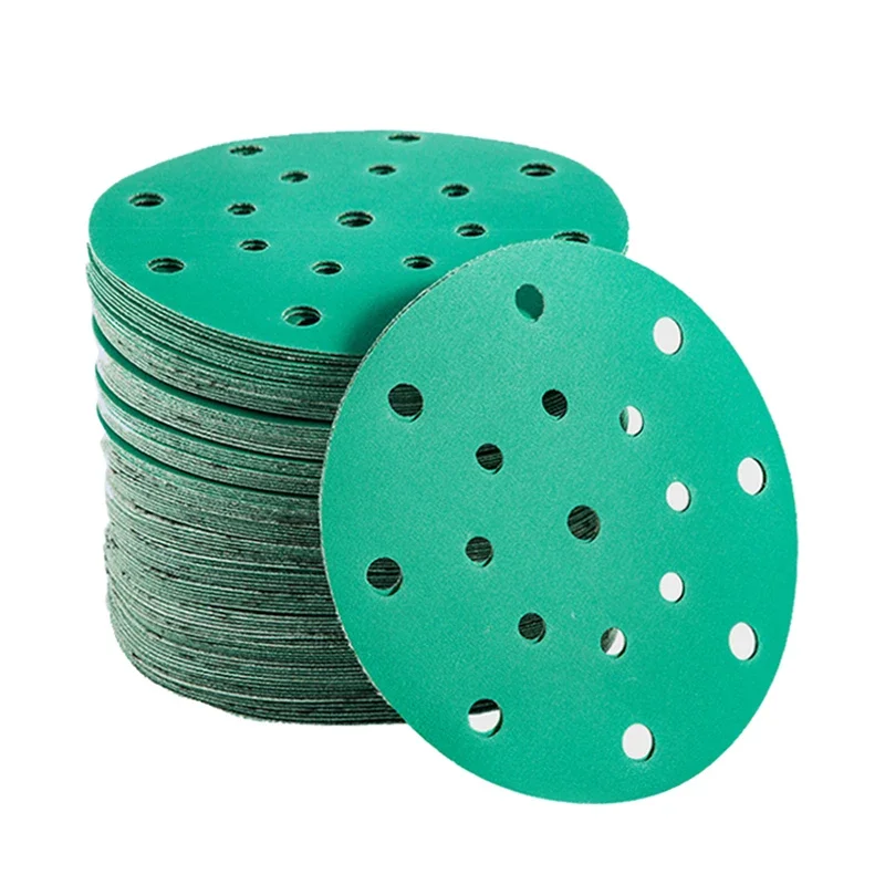 

Green 6 "17-hole Sandpaper 150mm Round Flocking 80-400 Sand Abrasive For Car Face Wood Sander For Festool Sander