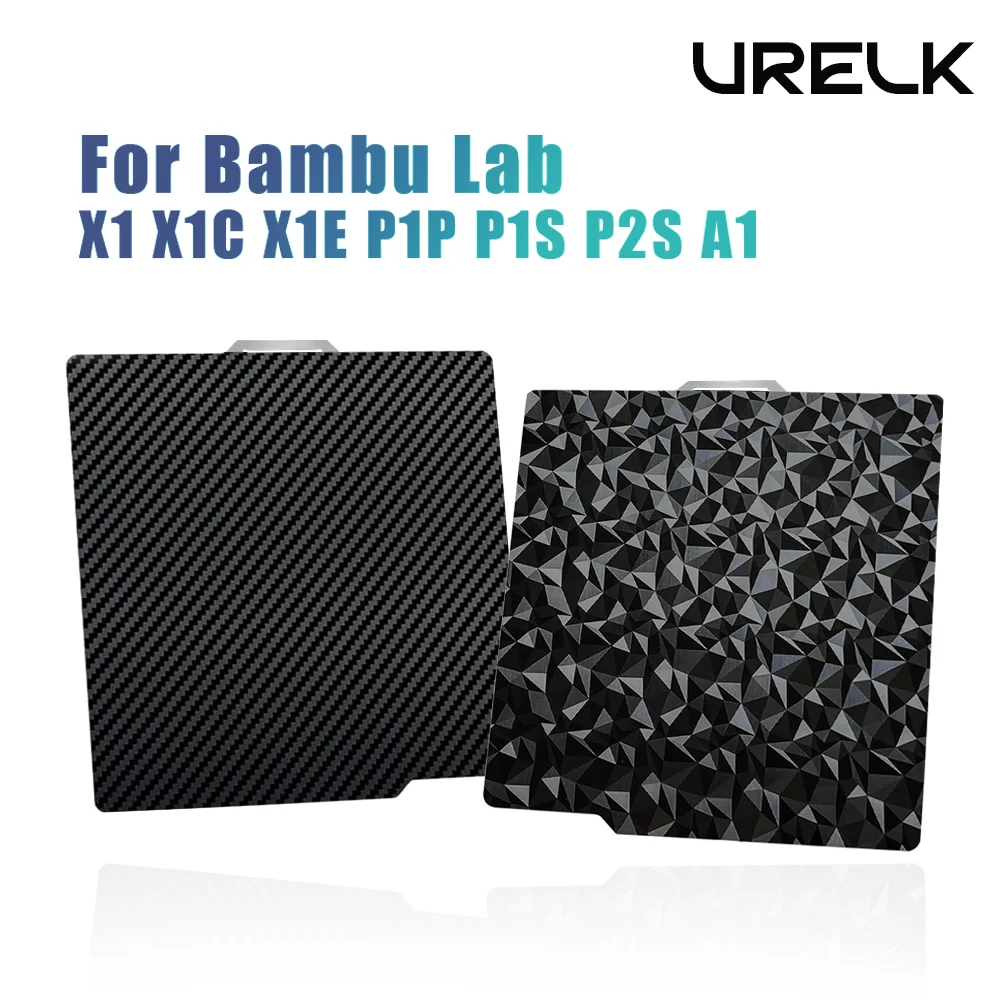 

URELK 3D Printer Build Plate 257x257mm PEO PET Spring Steel Sheet for Bambu Lab P2S P1S P1P X1 X1C X1E A1 Removable Platform