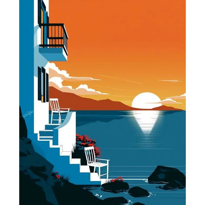 

GATYZTORY Sunset Paint By Numbers DIY Digital Oil Number Painting Kits Scenery Acrylic Painting on Canvas Handicraft Art