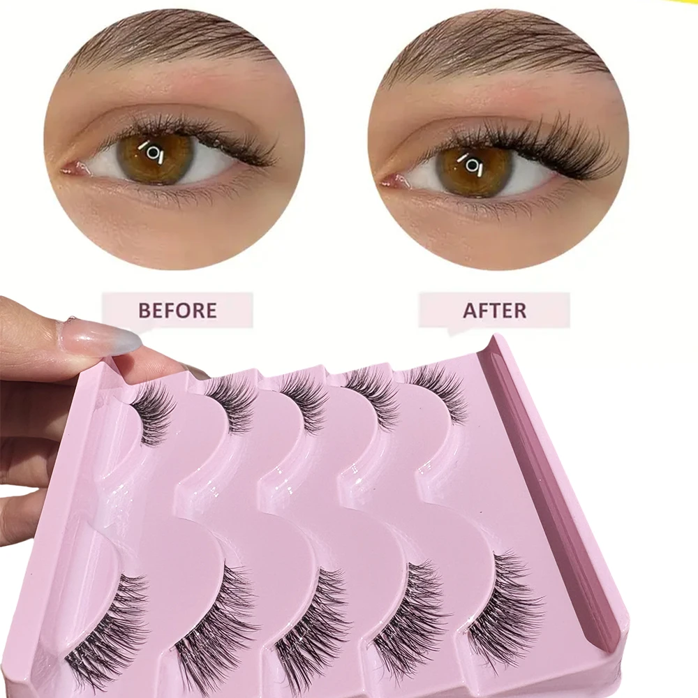 Wispy Half Lashes for 5 pairs Natural Volume and Curly Look - Perfect for Daily Dating and Party Makeup