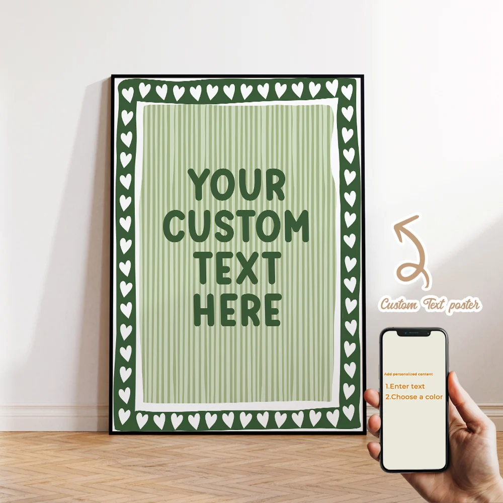 

Personalized Custom Text Green Love Simple Stripe Wall Art Print Picture Canvas Poster Painting For Living Room Home Decor