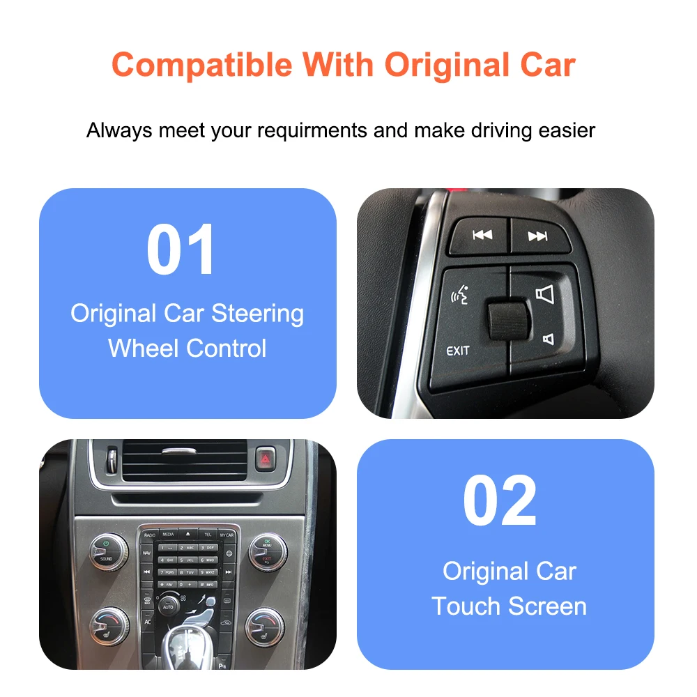 Bonroad Wireless CarPlay Android Auto OEM-Bildschirm-Upgrade-Decoder-Box für Volvo XC60 V60 V40 S60 2015-2019 mit 7-Zoll-Bildschirm Airplay – Detail 8