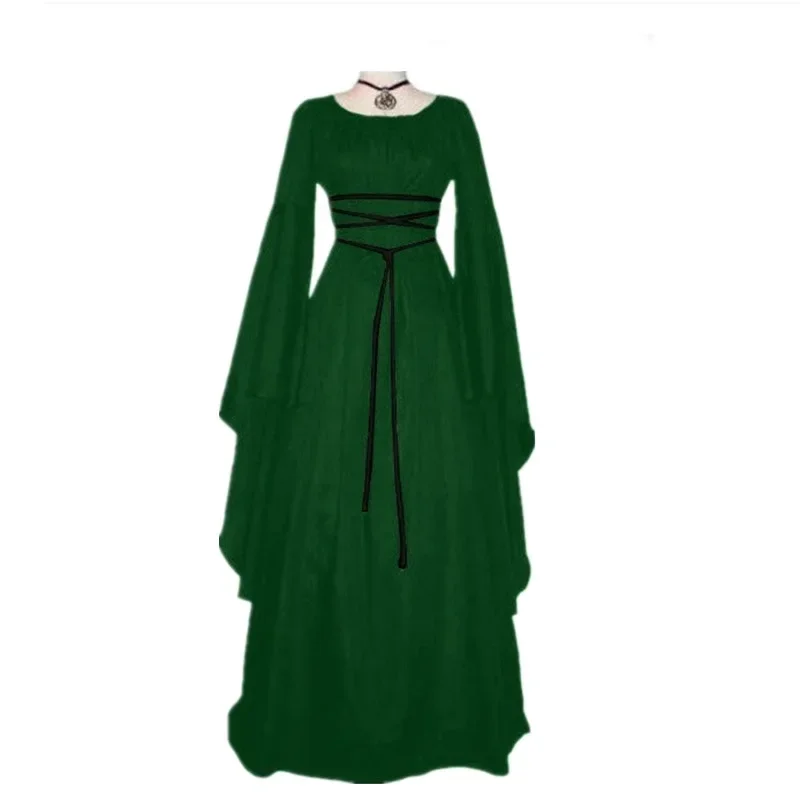 

Halloween Costume Ankle-length Regular Waistline China Manufacturer Women's Long Sleeve Round Neck Dress Medieval Robe 2025 new