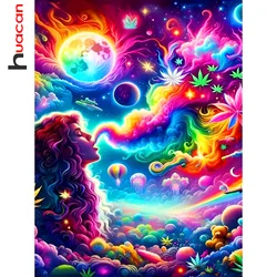 Huacan Diy Diamond Embroidery Portrait Girl Full 5d Diamond Painting Cartoon Fantasy Art Home Decoration Handmade Gift