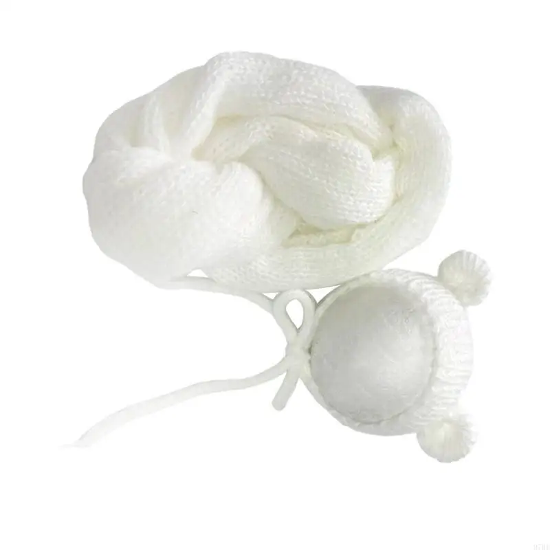 

97BE Stylish Newborn Wrap & Headband Set Breathable Newborn Wrap with Hat for Photo