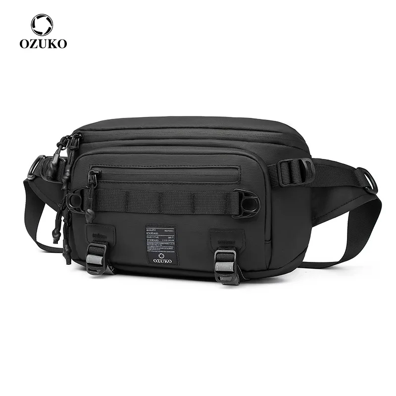 OZUKO Cycling Man Chest Bag Travel Sport School Unisex Crossbody Bag Modern Waterproof Oxford Student Cross Bag for Man