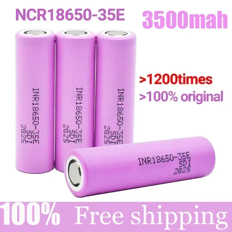 1-100pcs 18650 Battery 3.7V 3500mAh 25A Discharge INR18650 35E Li-Ion Lithium Ion Screwdriver Flashlight Rechargable Batteries