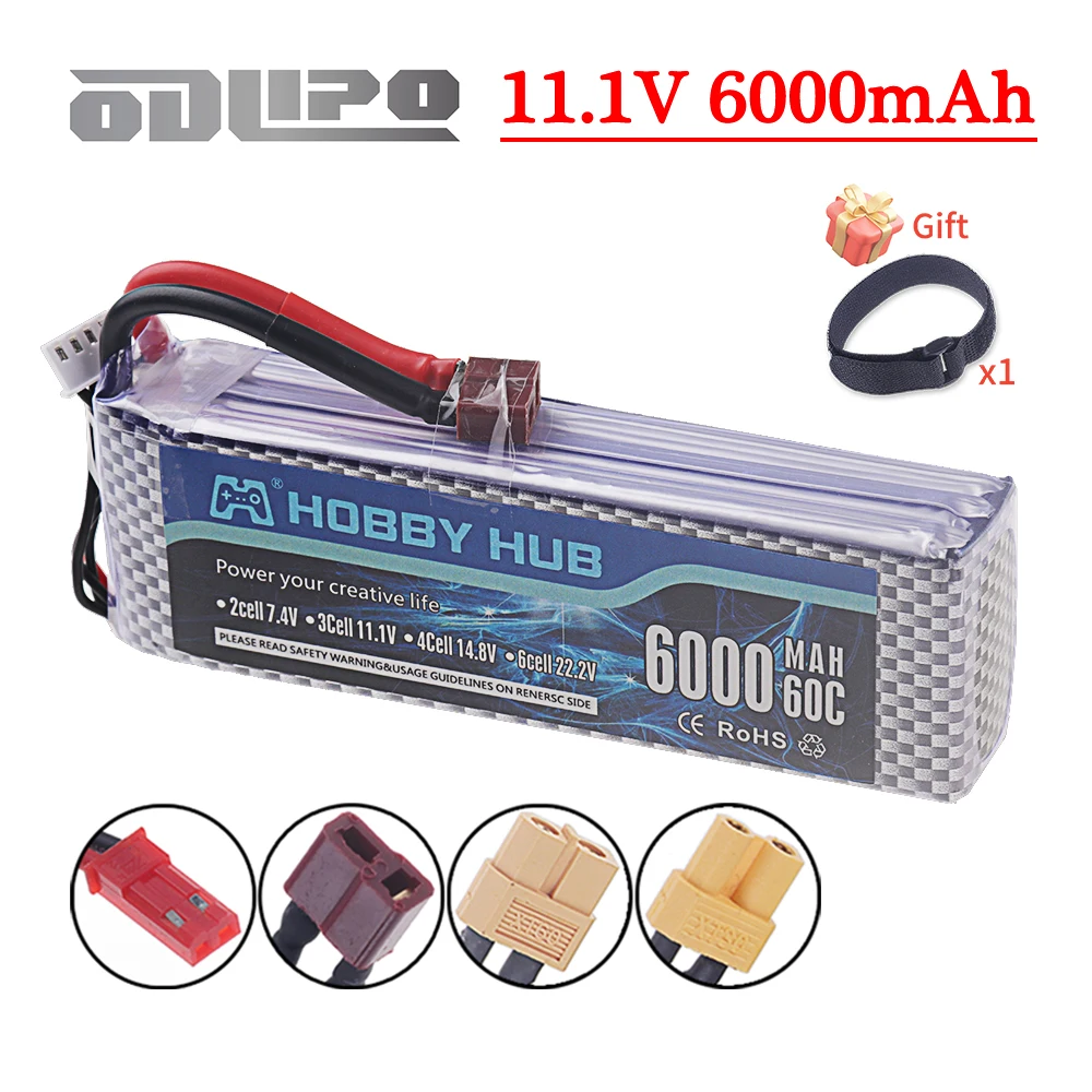 3s 6000mAh 11.1V 60C LiPo Battery For RC Helicopter Aircraft Quadcopter Cars Airplane 11.1V 3S Battery With T JST XT30 XT60 Plug