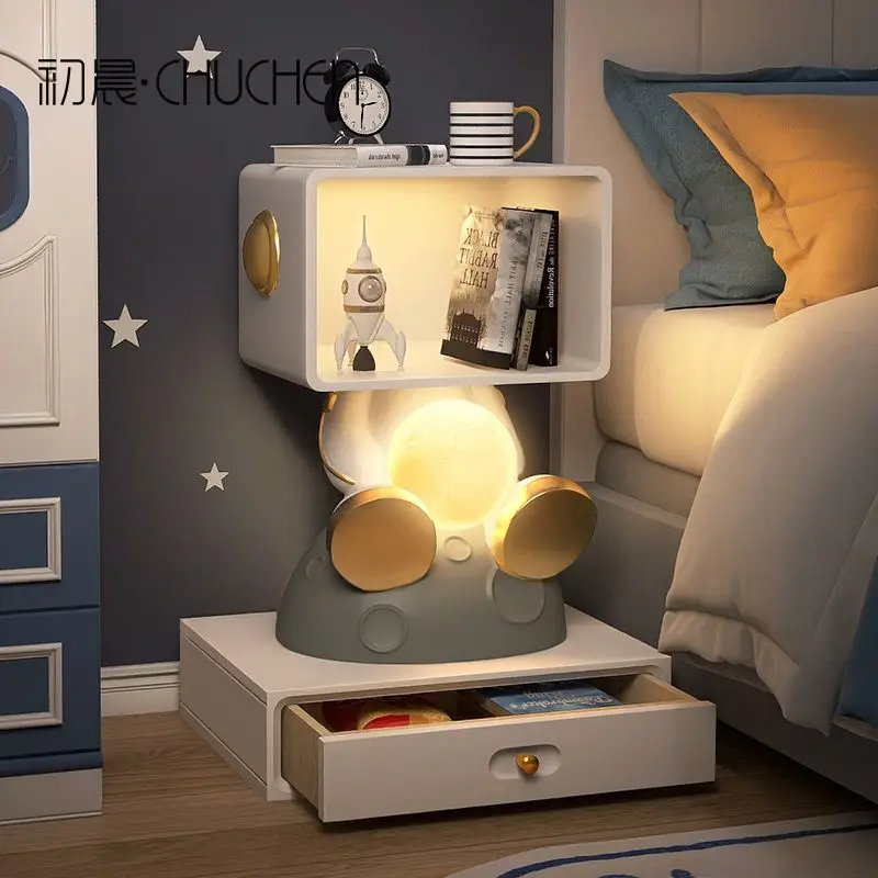 

Astronaut Bedside Table Children's Bedroom Home Small Simple with Light Storage Floor-standing Ornaments Home Accessories