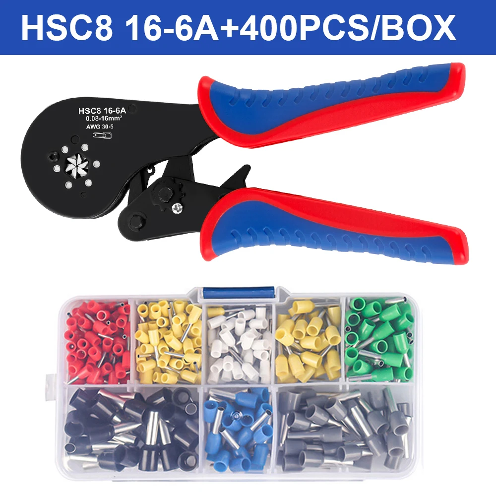 Beentje Krimptang HSC8 16-6A Buisvormige Terminal Mini Tang Voor Grote Maat Terminals Elektrische Klemmen 0.08-16mm2/30-5AWG