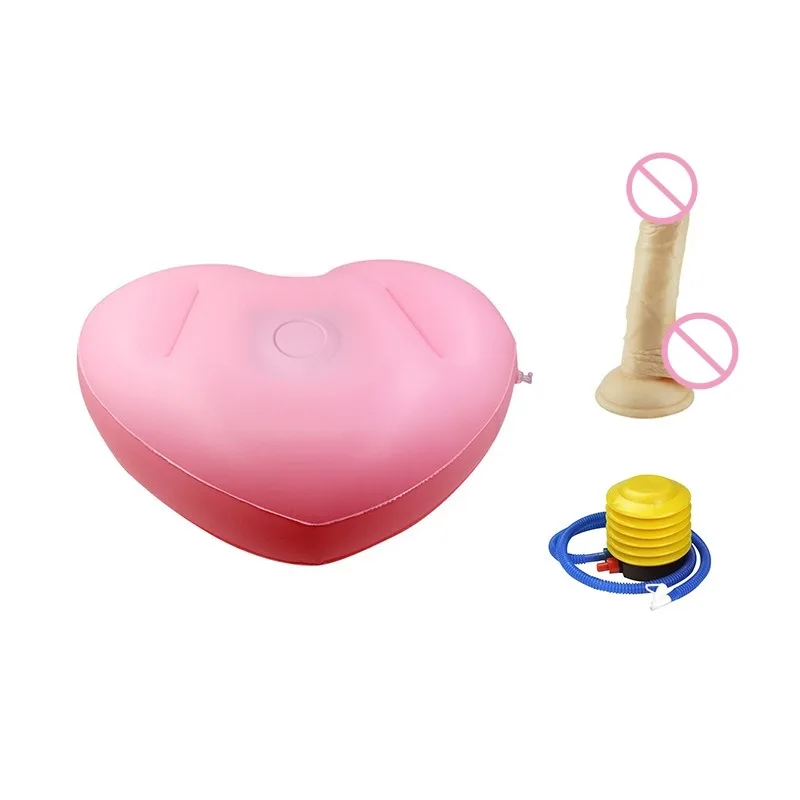 2023 New Heart-shaped Inflatable Cushion Gun Rack Masturbator Can Be Equipped with Dildo Male and Female Dual-use Adult Sex Toys