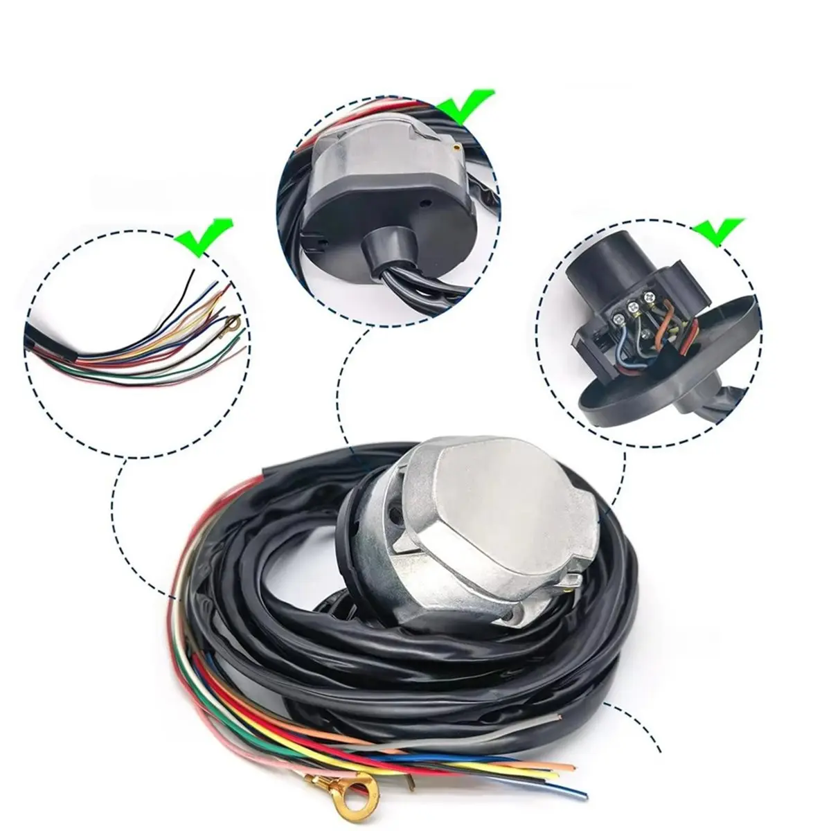 Compatible 13-Pin Trailer Socket Cable Kit Pre-Wired Vehicle Connector with 13 Poles Trailer Accessories - view 4