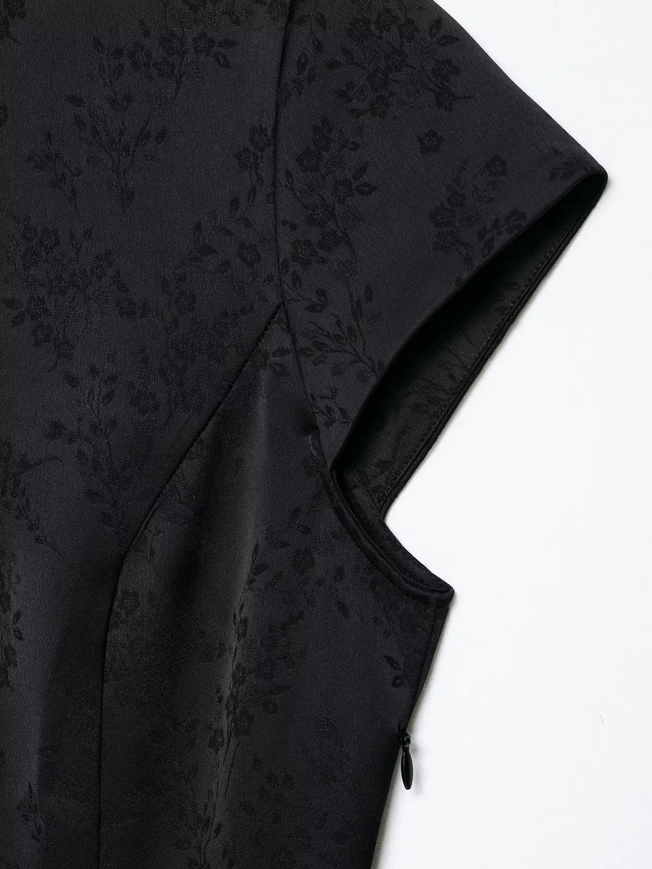 HH Elegantes Blumen-Jacquard Cheongsam Kleid Damen Stehkragen Kurzarm Qipao Minikleid Sommer Party Festival Freizeitkleidung – Detail 9