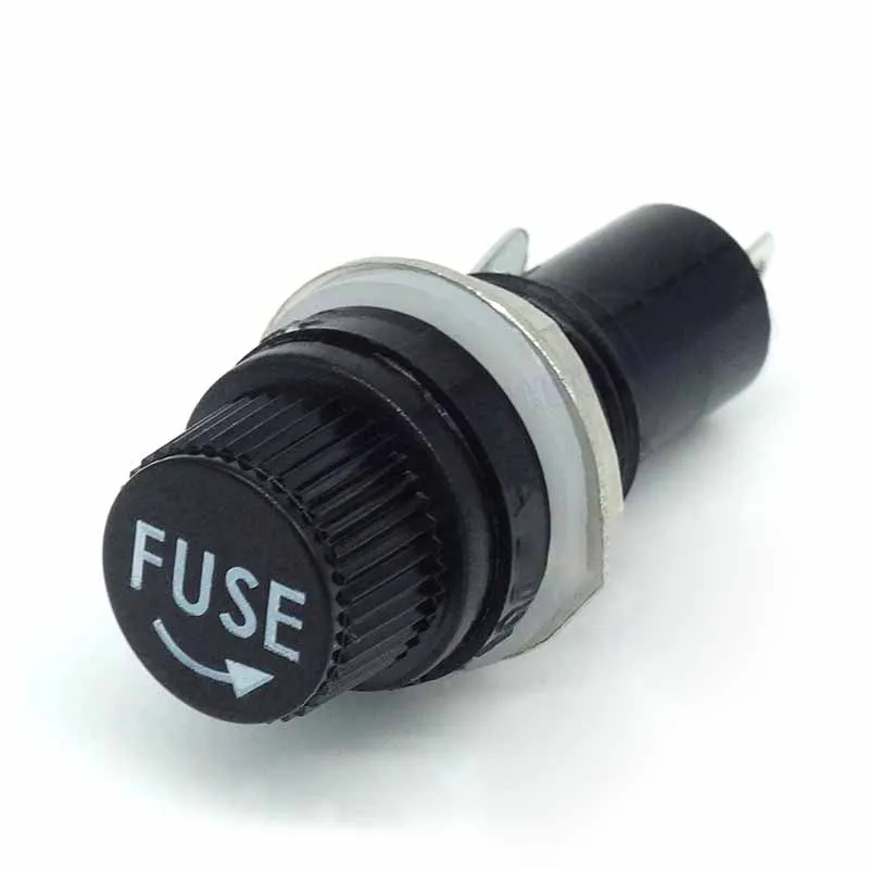 Fuse Holder 5x20mm Glass Tube 250V for 2A/10A/15A Fuse, 12mm Mounting Hole, Electronic Repair Part