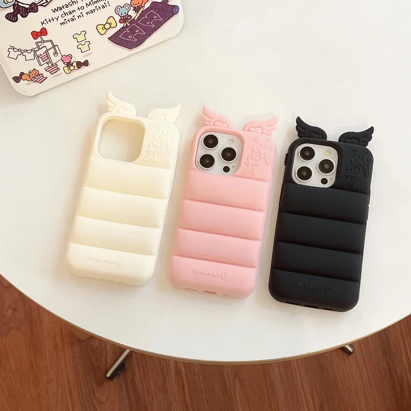 3D Cute Carton Angel wings Soft Silicone Phone Case For iPhone 18 17 16 15 14 13 12 Pro Max Shockproof Back Cover