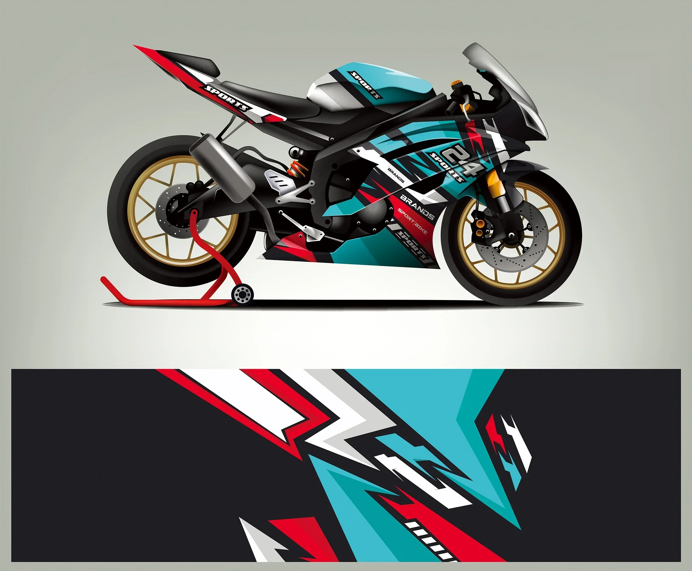 Full Body Racing Graphic Decals Vinyl Wrap Motorcycle Full Wrap Stickers Decorative Motorcycle Race Color Change Film 200*60cm