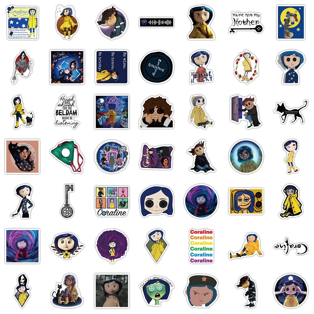 10/30/50/100pcs Coraline & de Geheime Deur Horror Film Stickers Cartoon Kids Decals speelgoed DIY Laptop Bagage Telefoon Anime Sticker