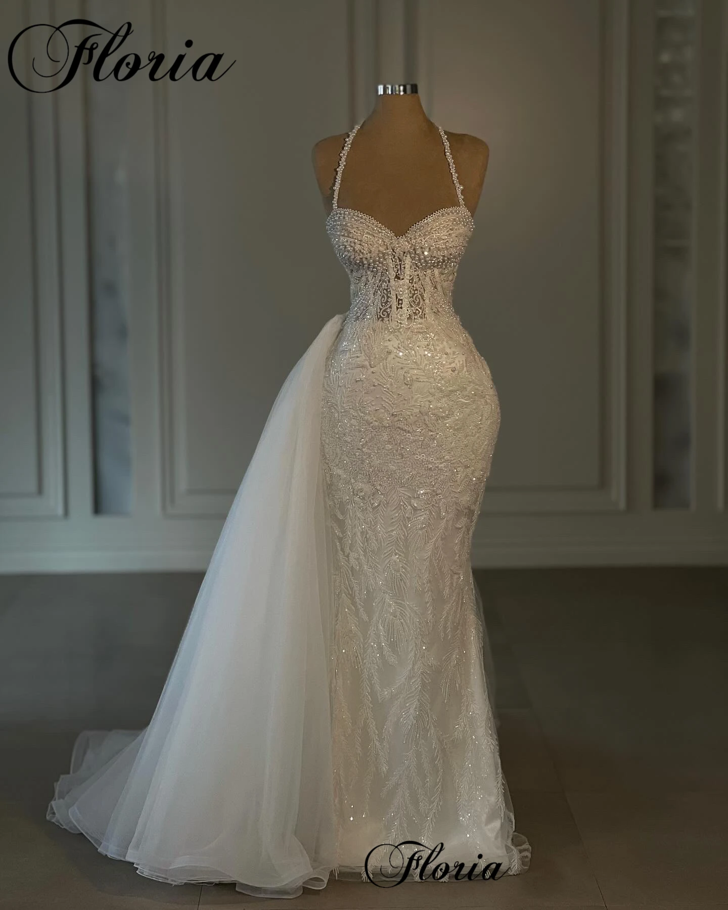 Abiti da sposa bianchi da spiaggia Abiti da sposa eleganti senza maniche a sirena per le donne Vestido Blanco Abito da sposa country con perline